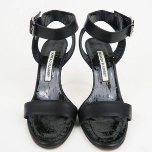 Manolo Blahnik size 38 buckle strap heeled sandals - Black GUC
